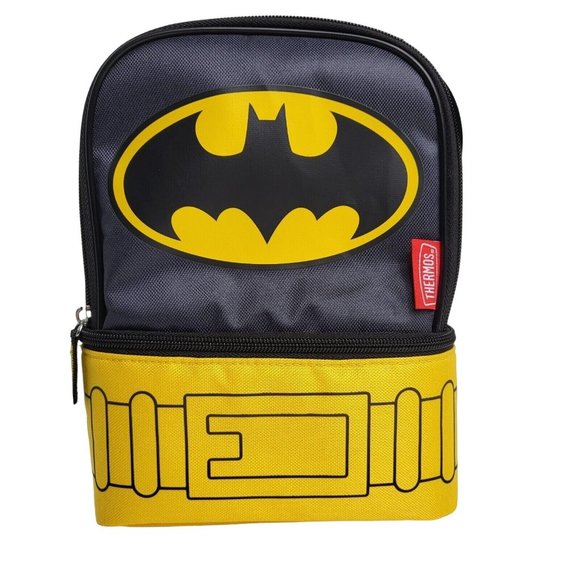 Thermos DC Comics Batman Kids Dual Compartment Lunch Box Bag With Cape PVC Free - Picture 1 of 16